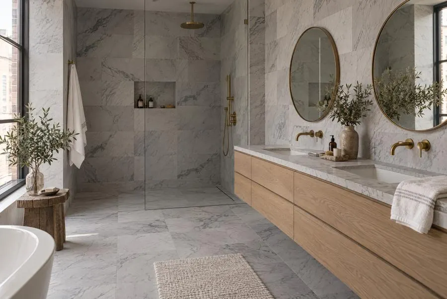 Vita Bianco marble bathroom