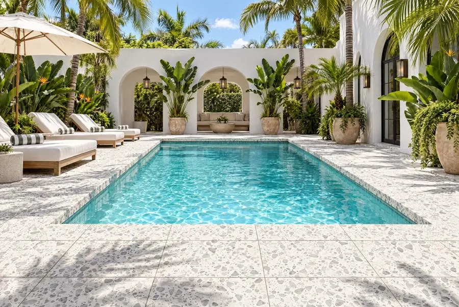 Terrace in Foundation Terrazzo, porcelain paver