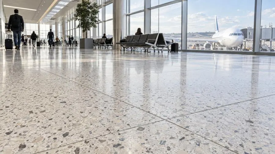 Lobby in Terrazzo look, porcelain