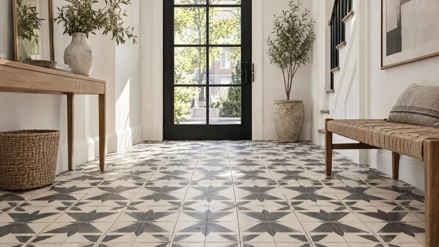 Entry in Cement tile, porcelain