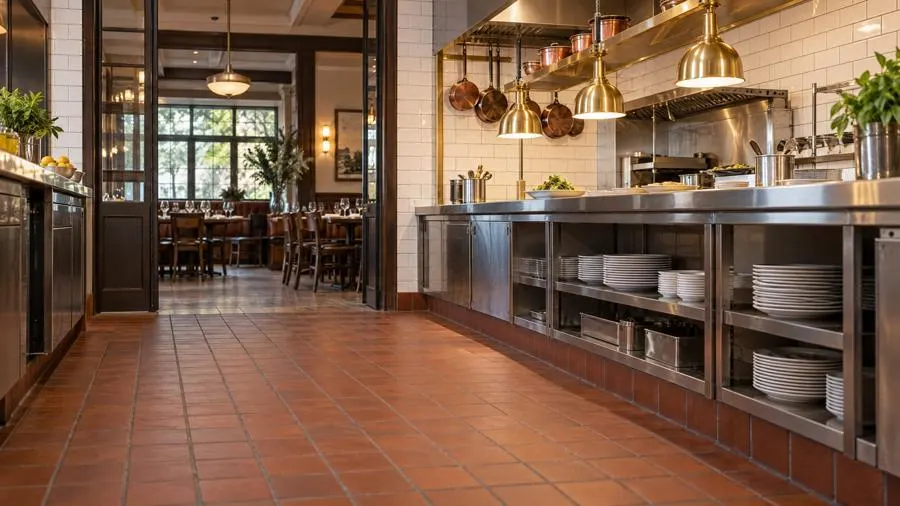 Kitchen in Quarry tile, porcelain