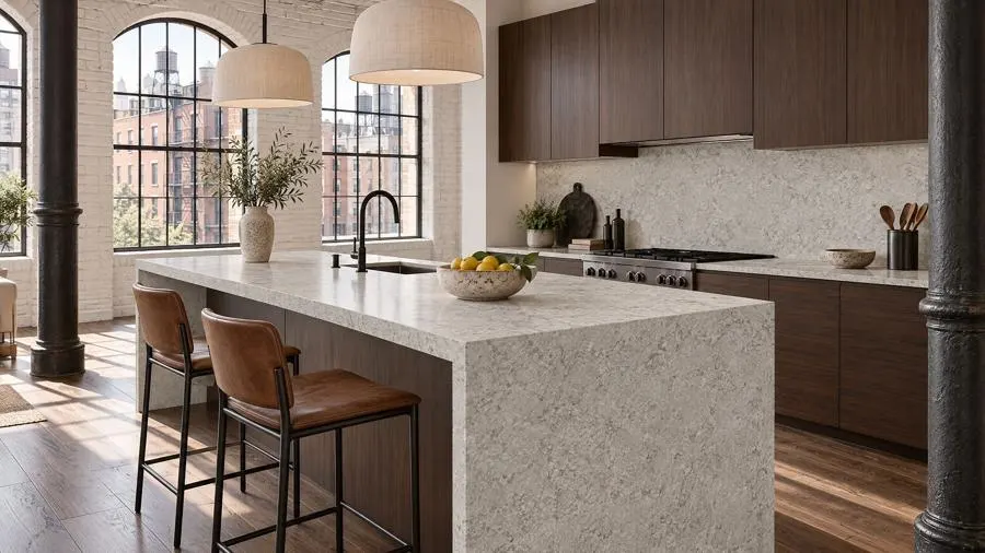 Kitchen in Gray Lake, quartz