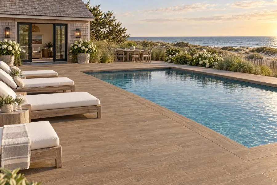 Terrace in Foundation Wood, porcelain paver