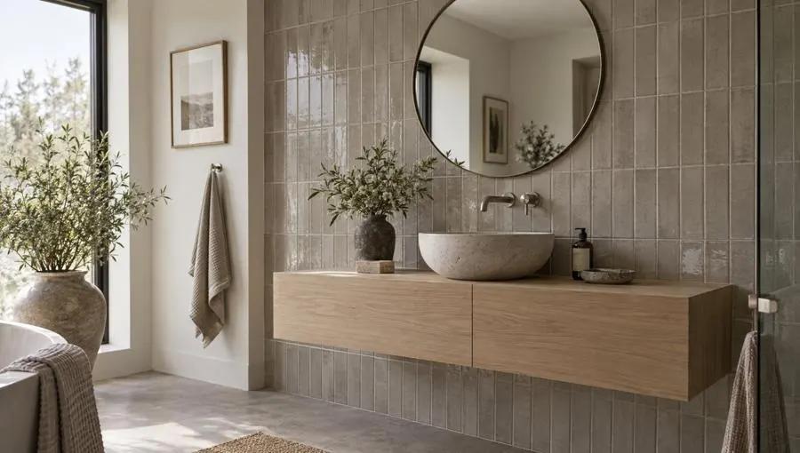 Bathroom in Glazed lava stone, specialty