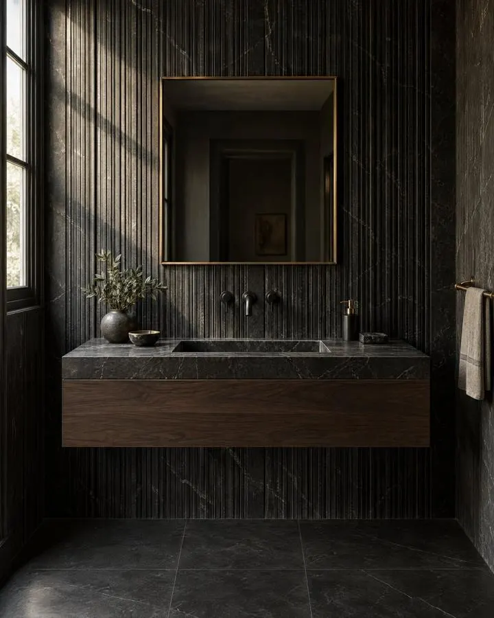 CNC carved stone natural stone powder room
