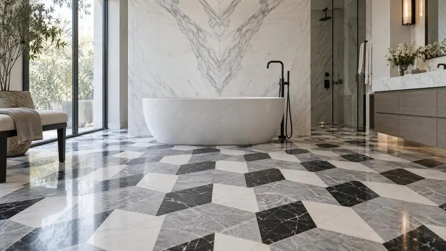 Waterjet mosaic natural stone bathroom
