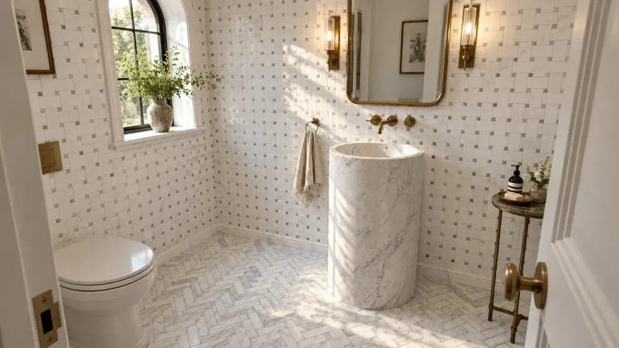 Stone mosaic natural stone powder room