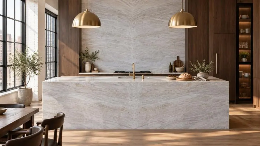 Quartzite natural stone kitchen