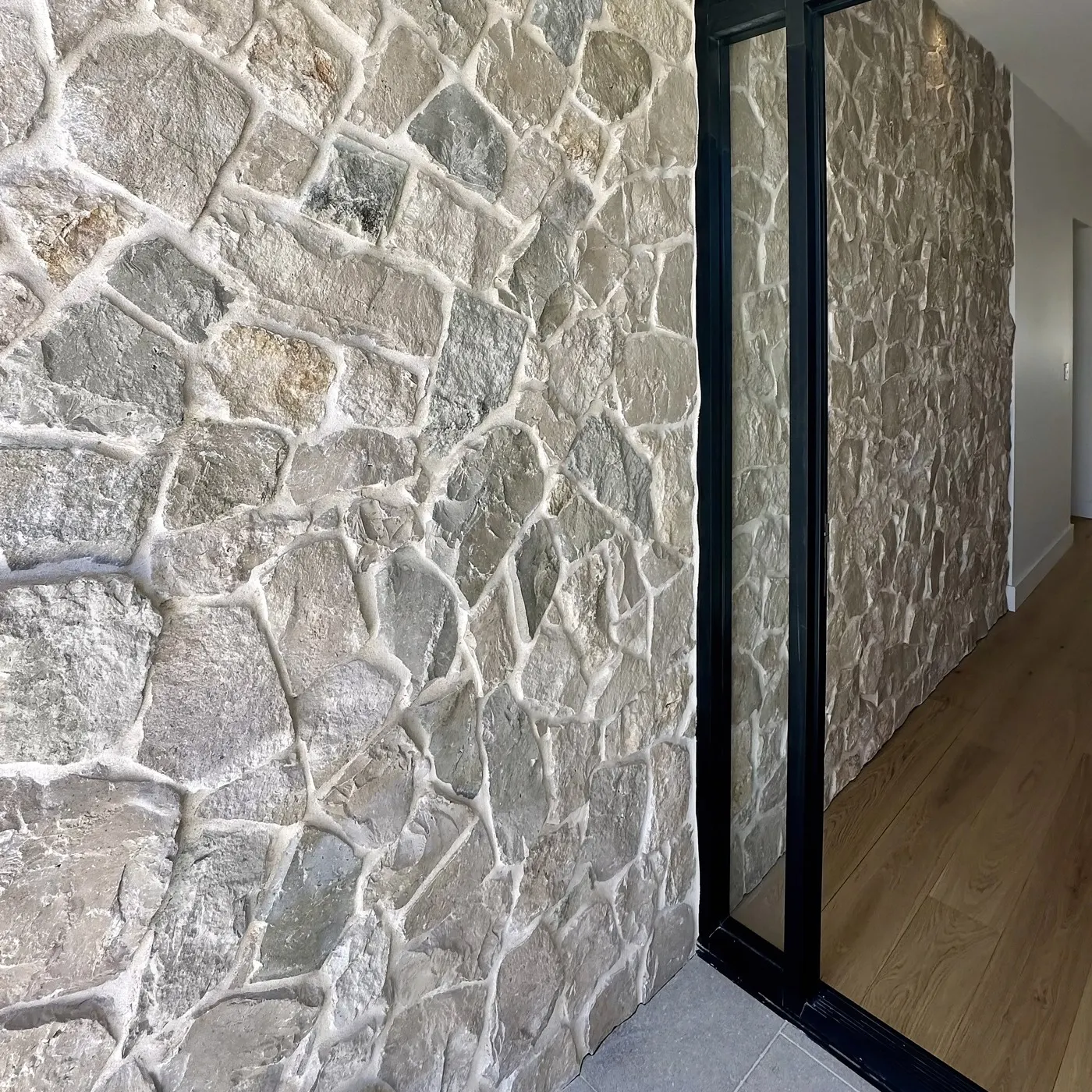 Silver travertine installed