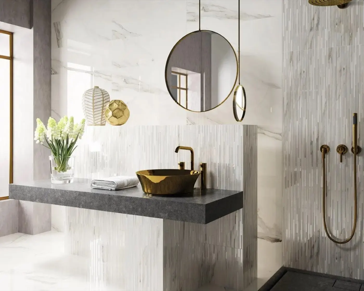 Calacatta Bianca, photo 2 (Installed · Carezza Lux)
