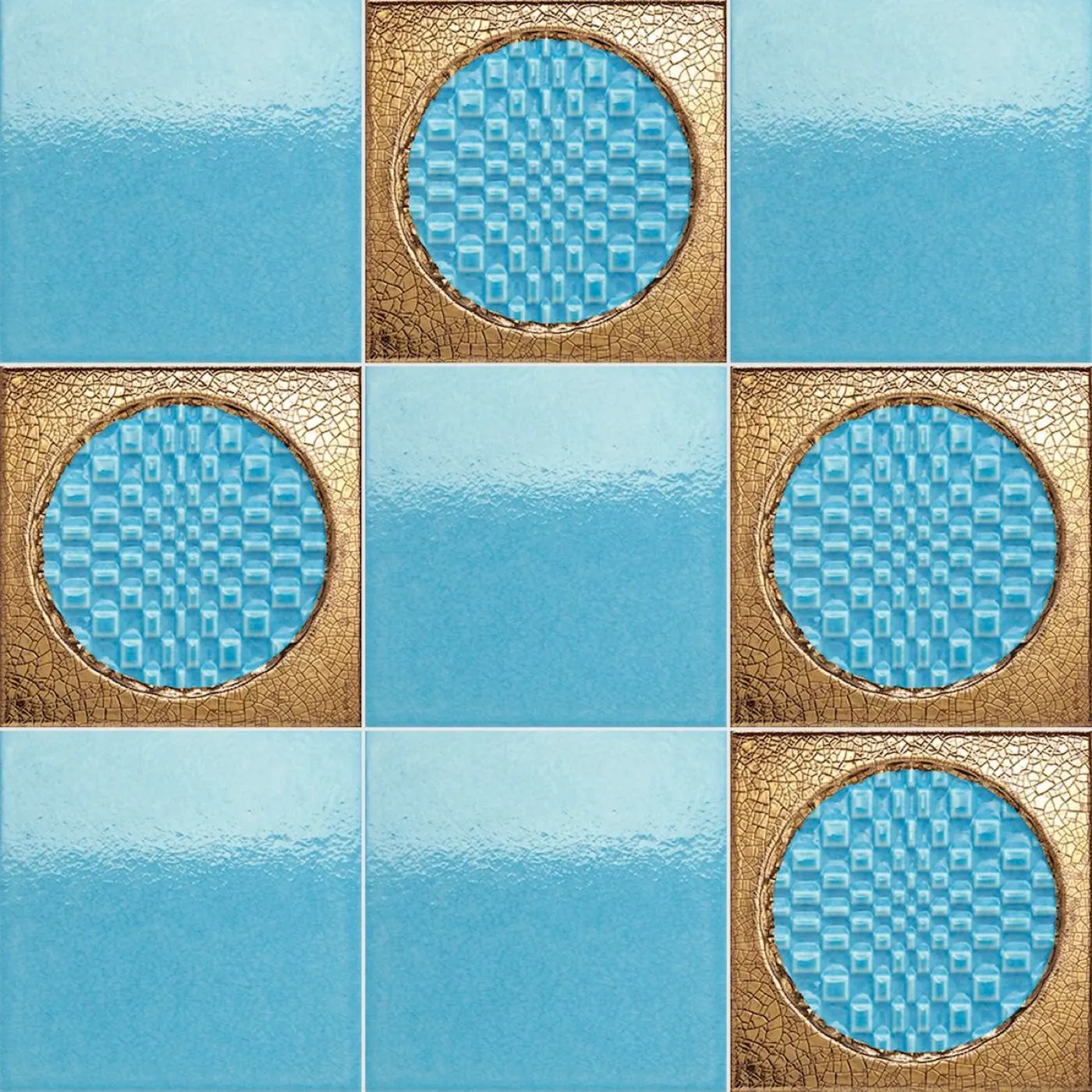 Cortona, photo 2 (Installed · Decoro Oro Geo Azzurro)