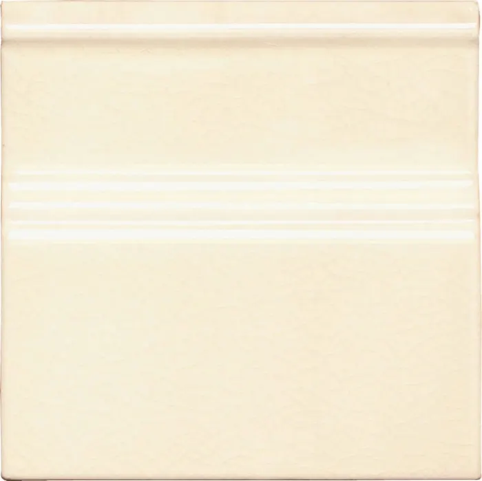Base board, glazed top edge, 6 x 6 in in Bone