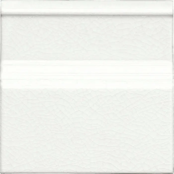Base board, glazed top edge, 6 x 6 in in White