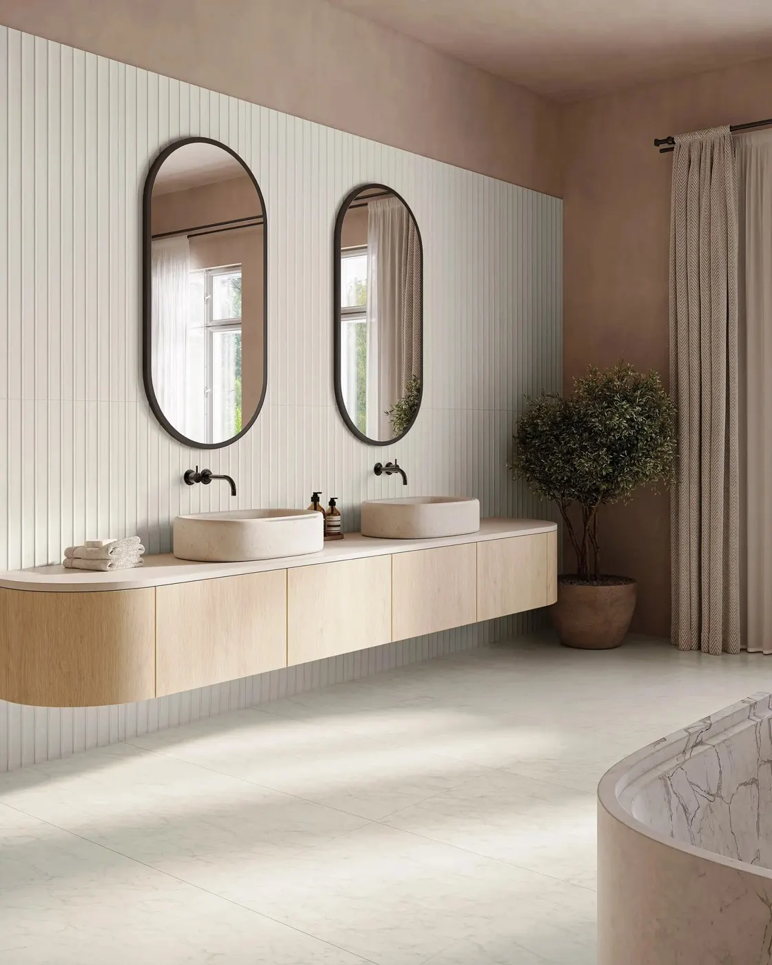 Duet, photo 2 (Installed · Bianco Concavo)