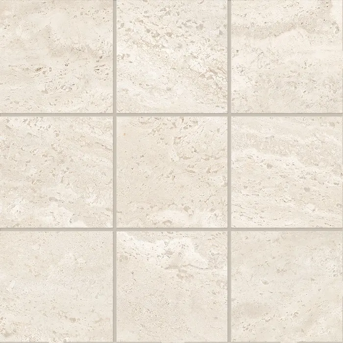 Duet Travertine 10 x 10 in mosaic · white