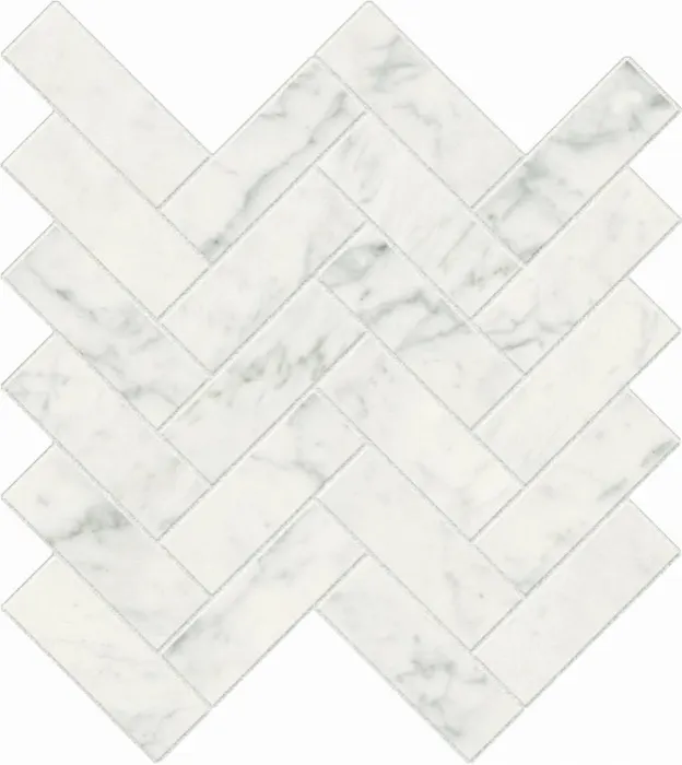 Foundation Marble 12 x 11 in herringbone · michelangelo extra white