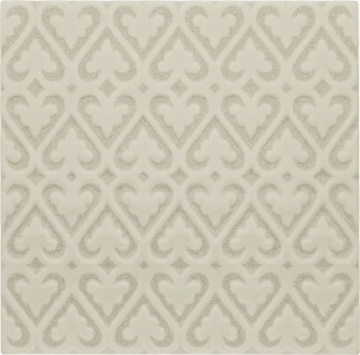 Heart lattice relief deco, 6 x 6 in in Surf Gray