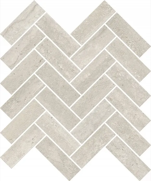Path 12 x 10 in herringbone · vein cut grey