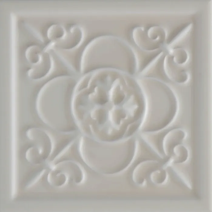 Fleur relief deco, 5.8 x 5.8 in in Almond