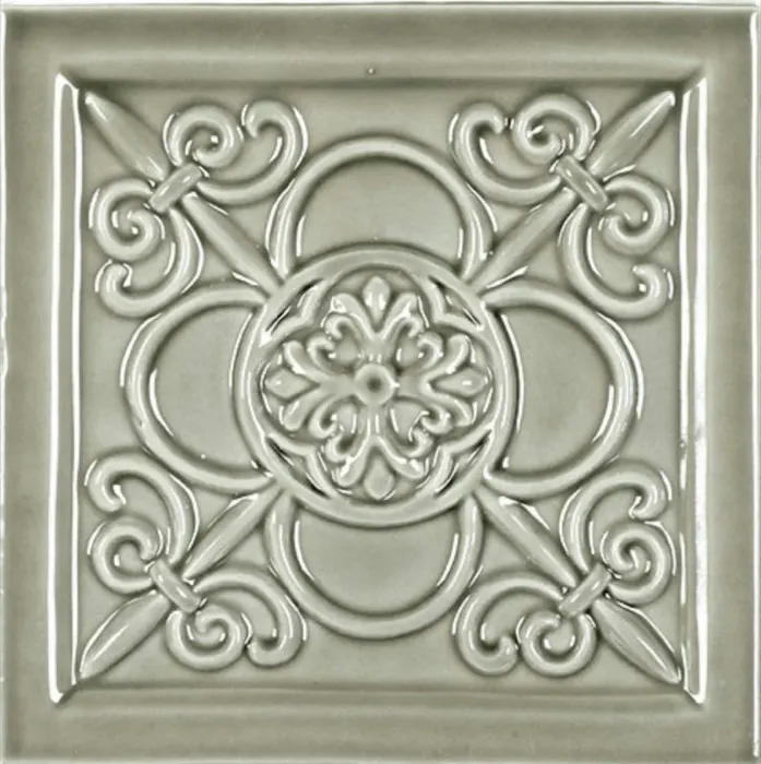 Fleur relief deco, 5.8 x 5.8 in in Eucalyptus
