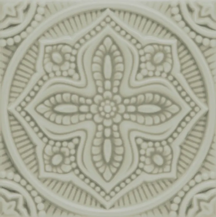 Quatrefoil relief deco, 5.8 x 5.8 in in Eucalyptus