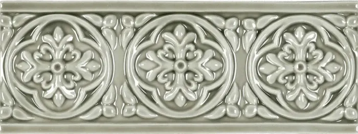 Rosette relief border, 2.8 x 7.8 in in Eucalyptus