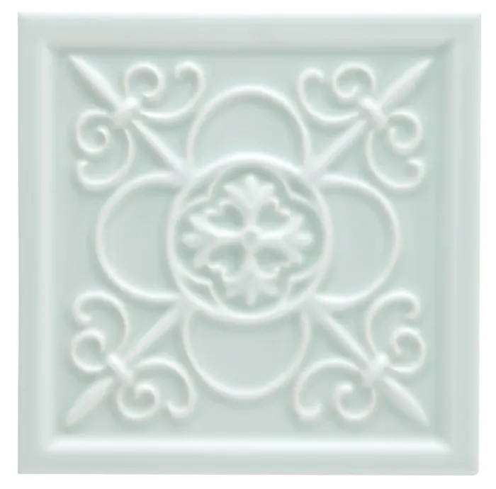 Fleur relief deco, 5.8 x 5.8 in in Fern
