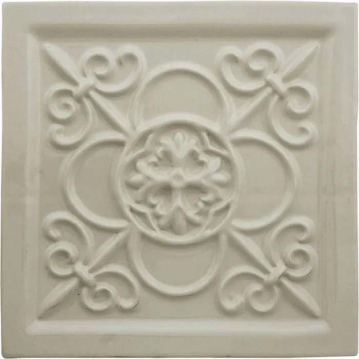 Fleur relief deco, 5.8 x 5.8 in in Graystone