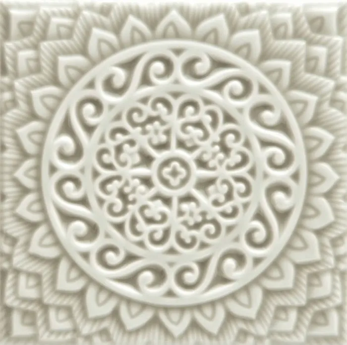 Medallion relief deco, 5.8 x 5.8 in in Graystone