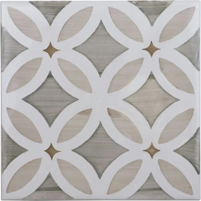 Hand-painted lattice deco, warm, 5.8 x 5.8 in in Hand Painted