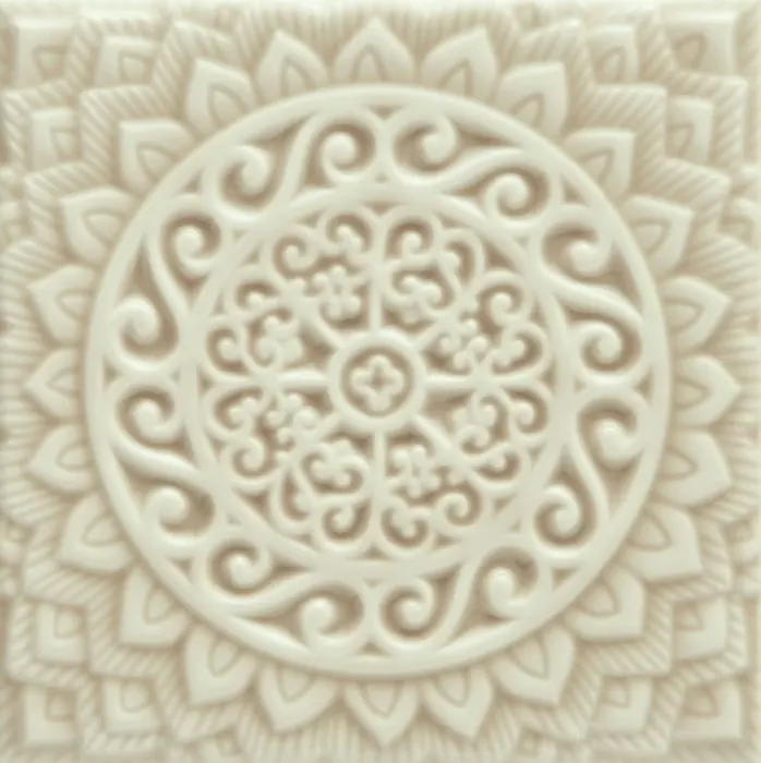 Medallion relief deco, 5.8 x 5.8 in in Silver Sands