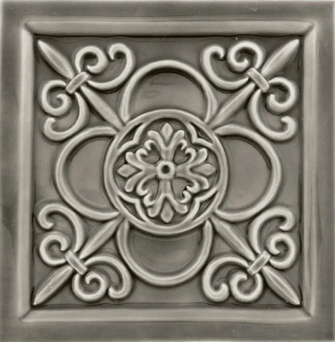 Fleur relief deco, 5.8 x 5.8 in in Timberline