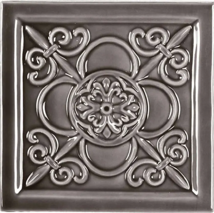 Fleur relief deco, 5.8 x 5.8 in in Volcanico