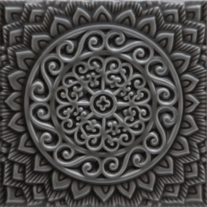 Medallion relief deco, 5.8 x 5.8 in in Volcanico