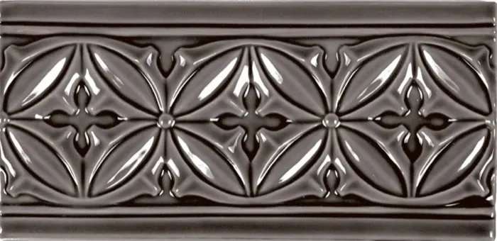 Petal relief border, 3.8 x 7.8 in in Volcanico