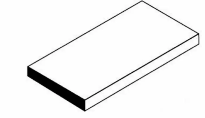 Single glazed edge (3.8 in side), 3.8 x 7.8 in in Volcanico