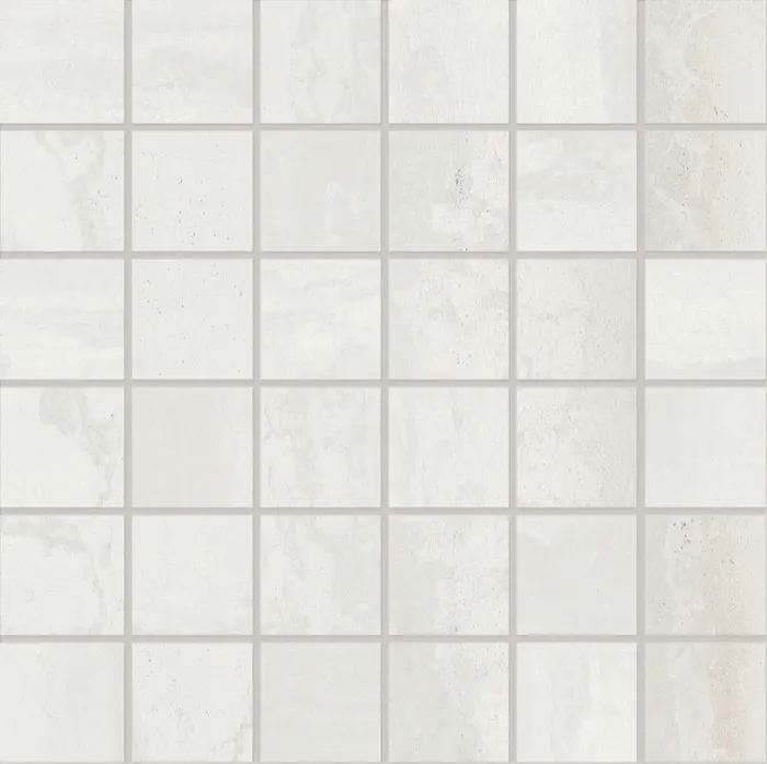 Silvery 5 x 5 in mosaic · steel white