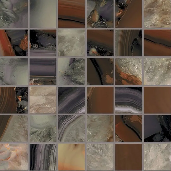 Tableau Marmo Precious 5 x 5 in mosaic · agate brown