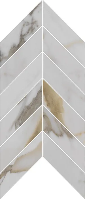 Ultra 2 x 6 in chevron · imperial gold calacatta