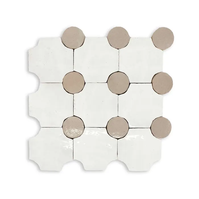 Zellige Heritage mosaic · atlas white/sahara rose