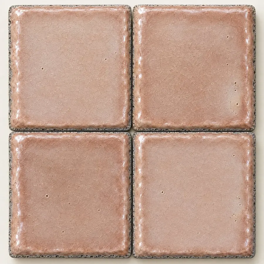 Blush glazed lava stone tile