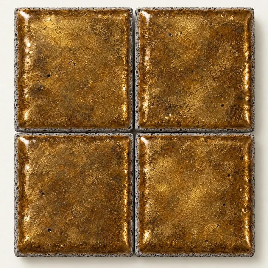 Bronze glazed lava stone tile