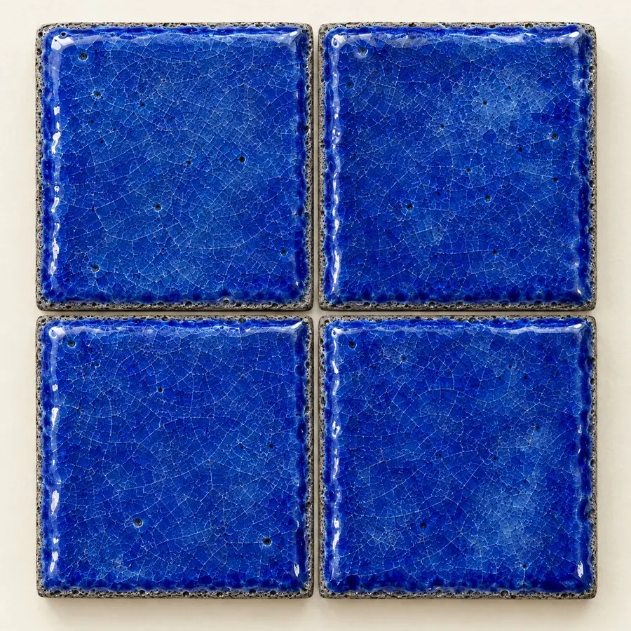 Cobalt glazed lava stone tile