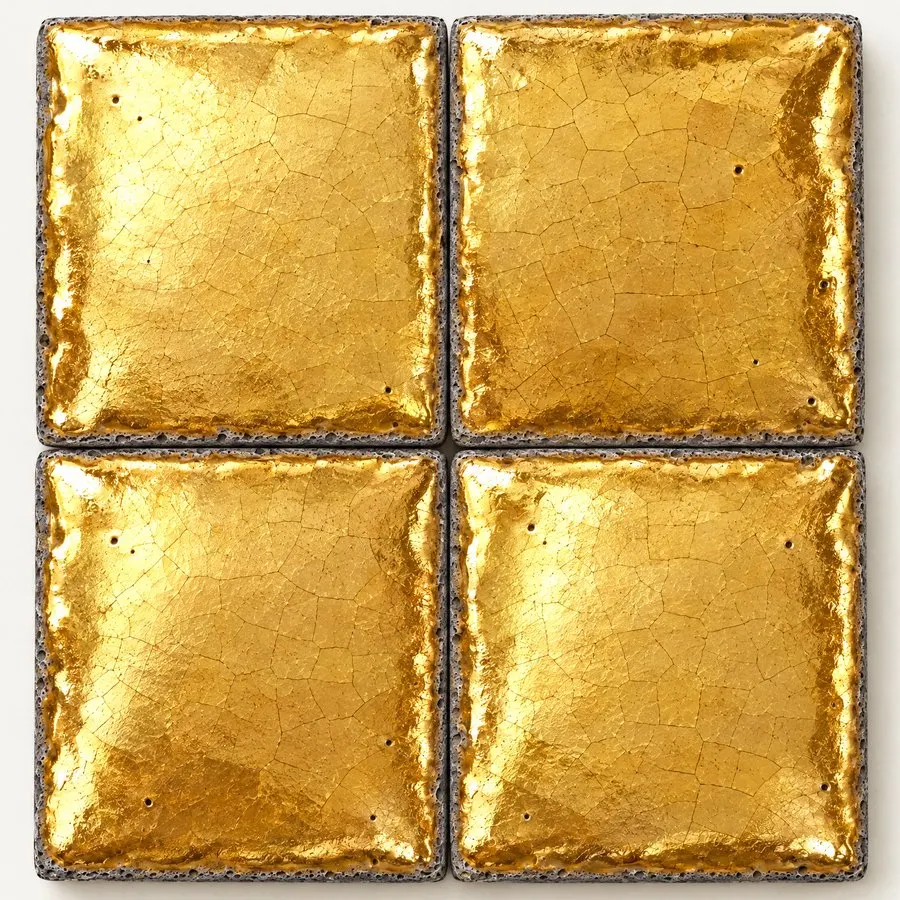 Gold Leaf glazed lava stone tile