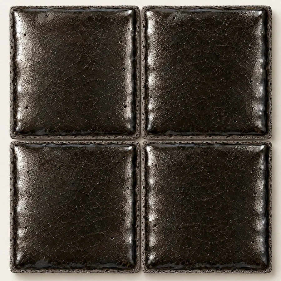 Gunmetal glazed lava stone tile