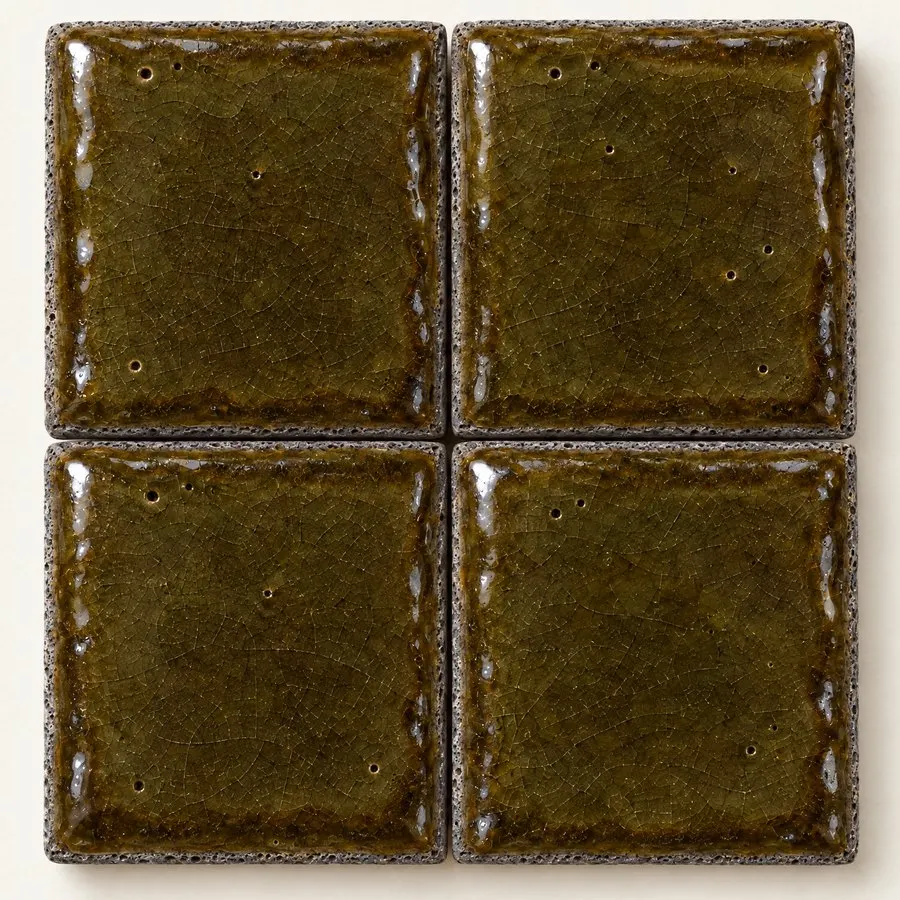 Olive glazed lava stone tile