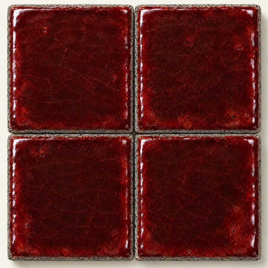 Oxblood glazed lava stone tile