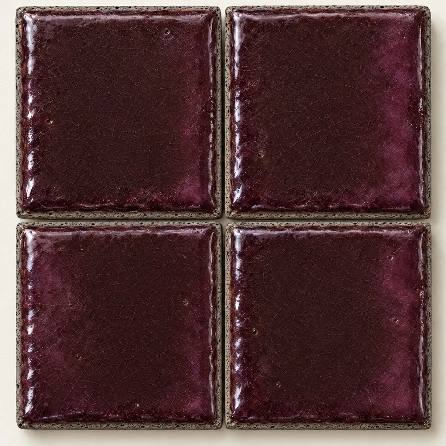 Plum glazed lava stone tile