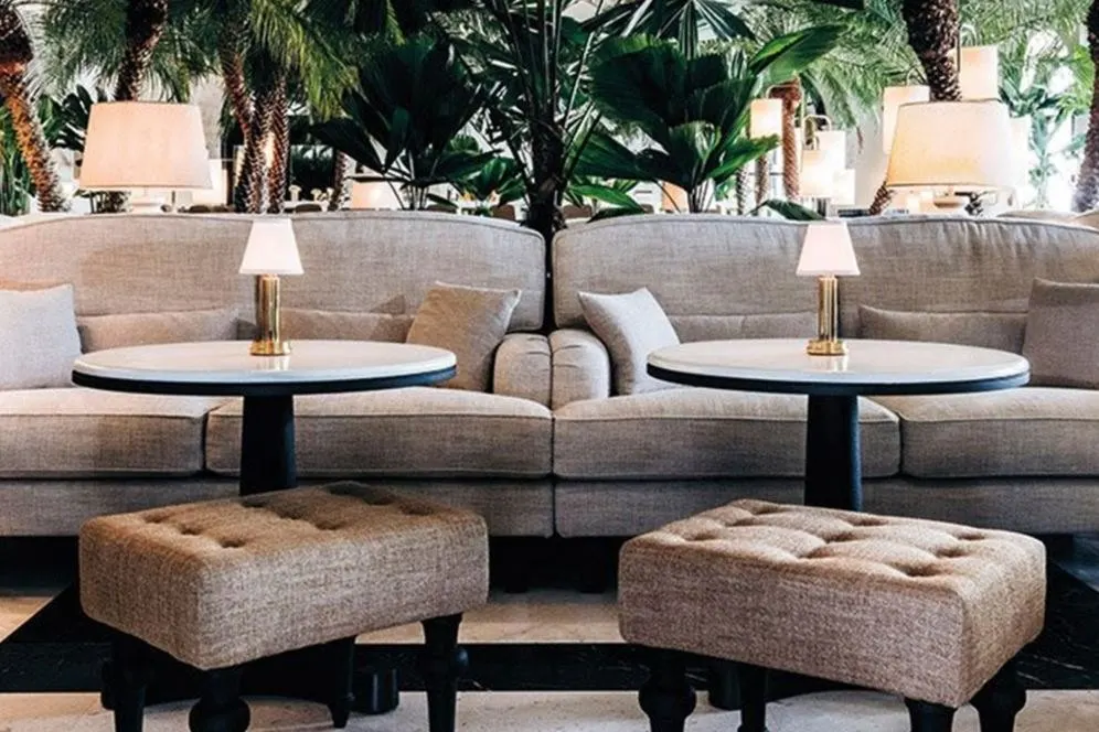 Restaurant tables in glazed lava stone