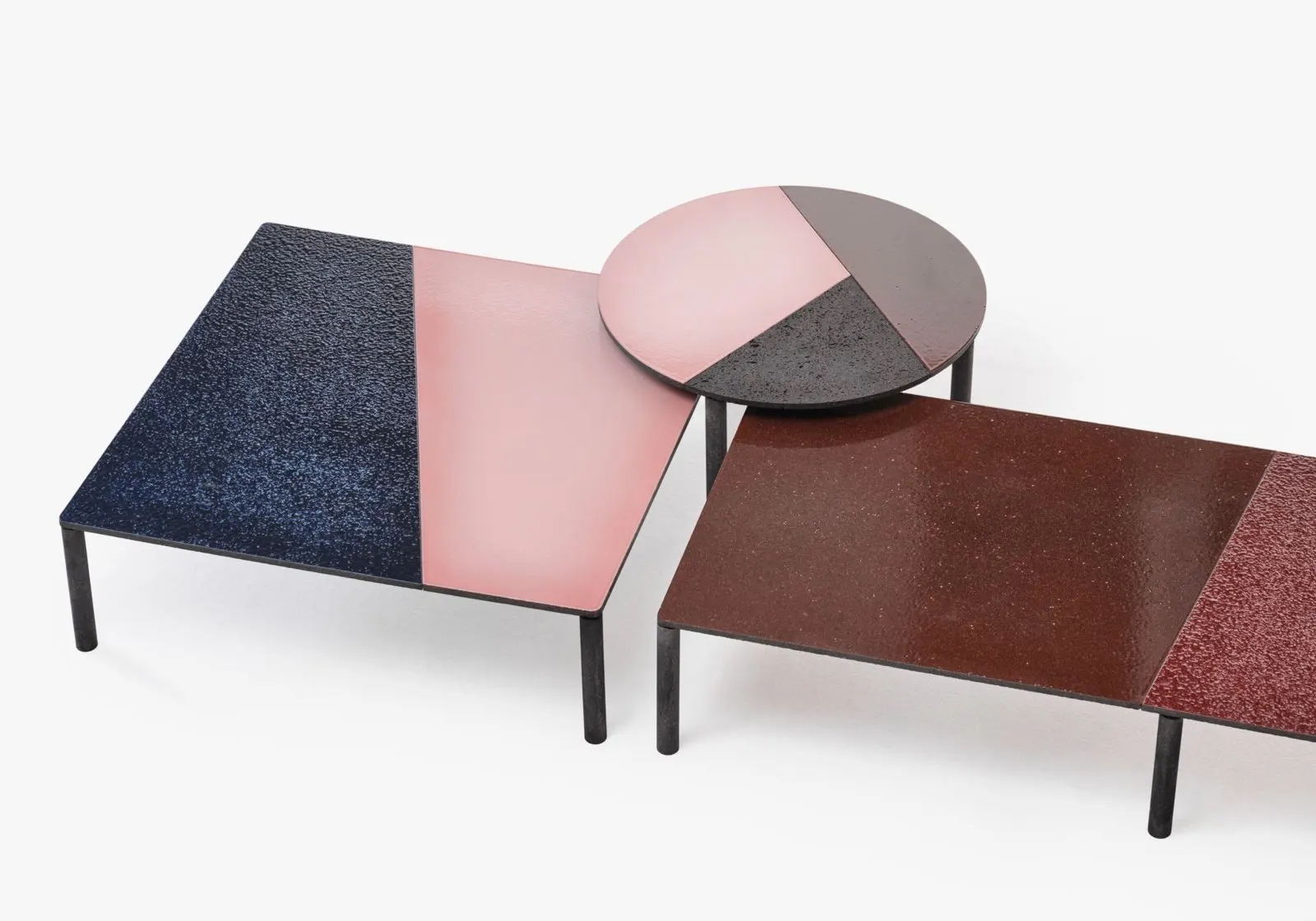 Glazed side tables in glazed lava stone